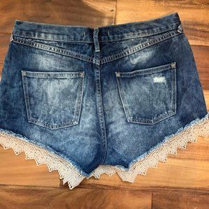 Free People Lace/Denim Shorts